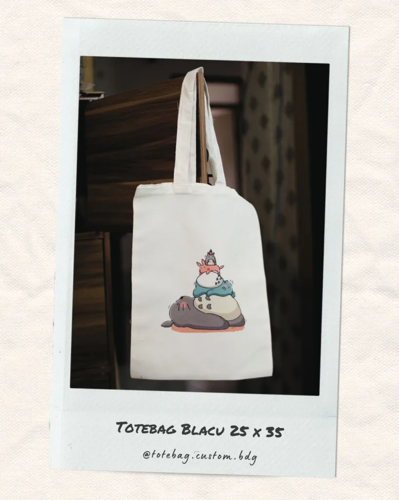 totebag blacu custom sablon sublime bandung 25x35